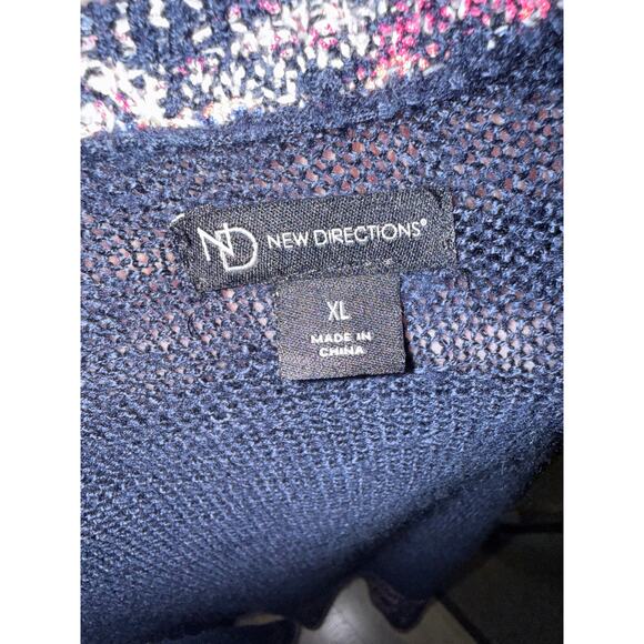 New Directions Navy lightweight Sweater Vest with Patterned hem Sz XL - Picture 6 of 7